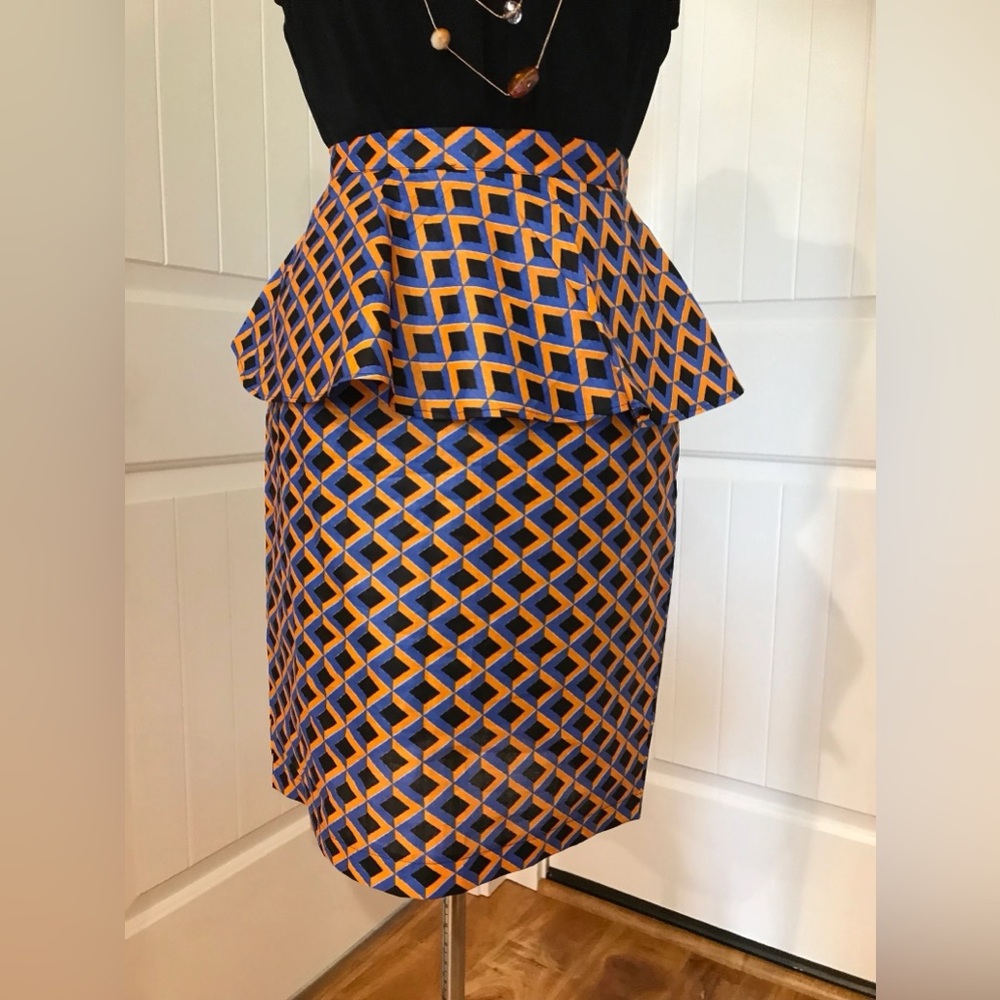 NEW! Ankara African Print Peplum Waist Slim Pencil Skirt Custom Handmade